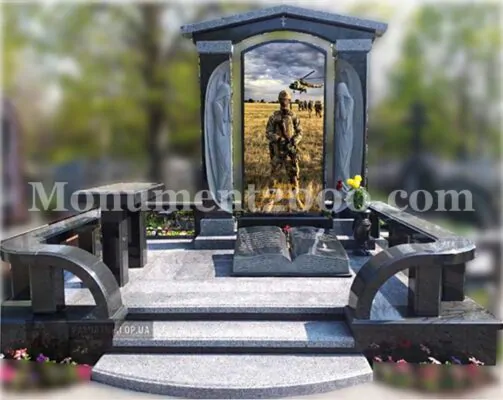 Гранітний комплекс на могилу для військового